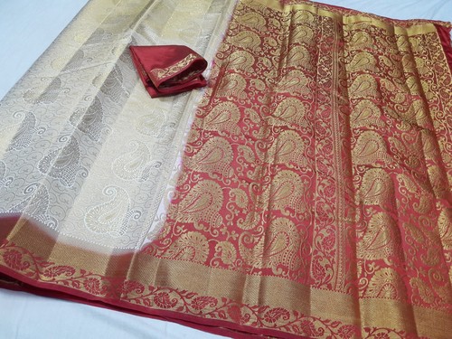 Kanchiuram Art Silk Brocket Contrast Saree