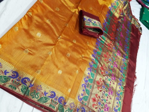 Paithani Peacock Contrast Saree